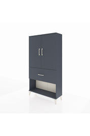 Arges Dolap 3 Raflı Tek Çekmeceli 2 Kapaklı 88x30x163 Antrasit-Antrasit