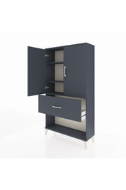 Arges Dolap 3 Raflı Tek Çekmeceli 2 Kapaklı 88x30x163 Antrasit-Antrasit