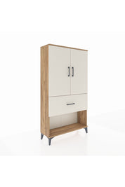 Arges Dolap 3 Raflı Tek Çekmeceli 2 Kapaklı 88x30x163 Çam-Aytaşı