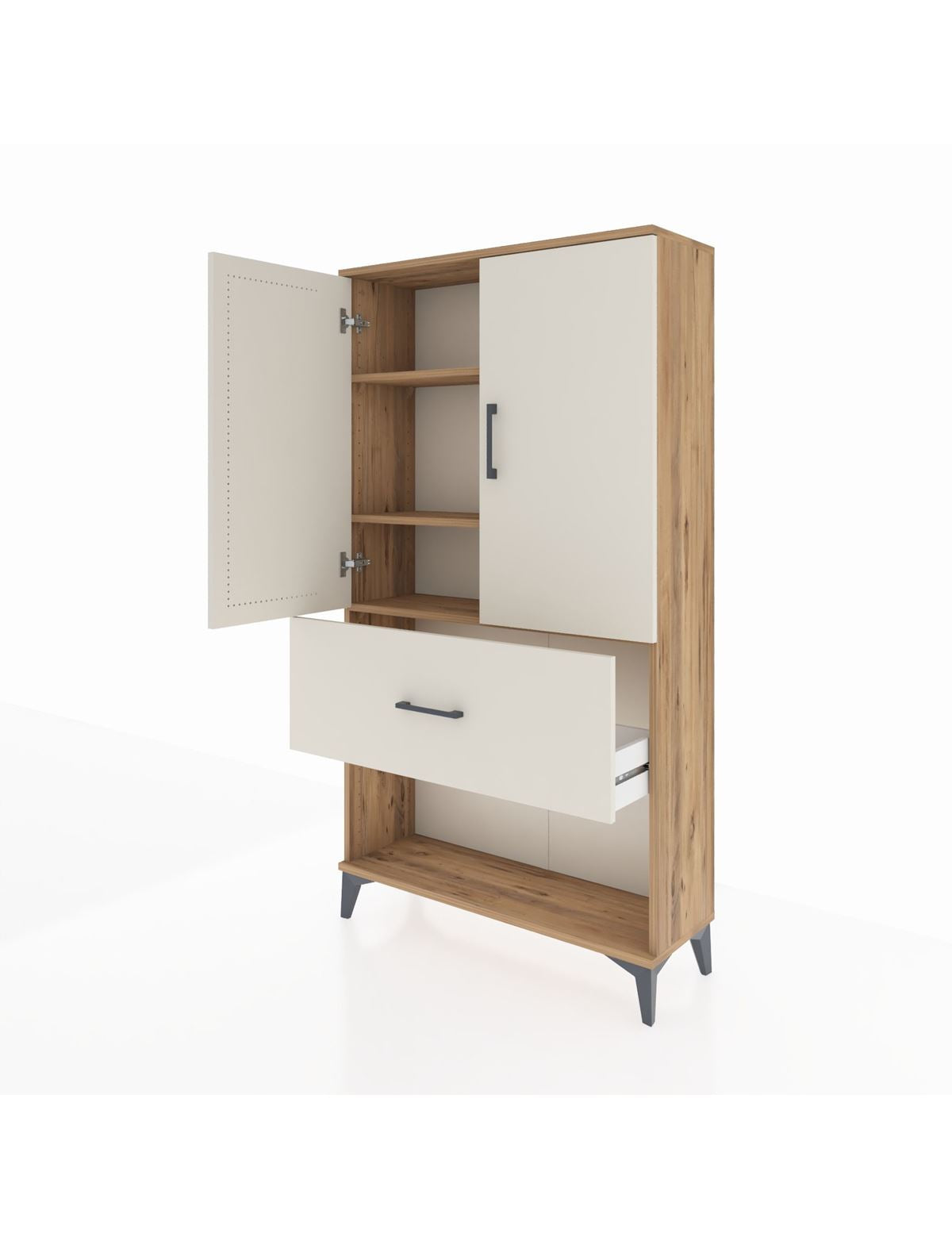 Arges Dolap 3 Raflı Tek Çekmeceli 2 Kapaklı 88x30x163 - S21M017V7A