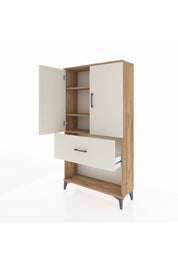 Arges Dolap 3 Raflı Tek Çekmeceli 2 Kapaklı 88x30x163 Çam-Aytaşı