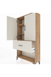 Arges Dolap 3 Raflı Tek Çekmeceli 2 Kapaklı 88x30x163 Çam-Aytaşı