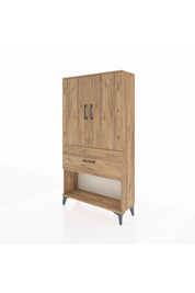 Arges Dolap 3 Raflı Tek Çekmeceli 2 Kapaklı 88x30x163 Çam-Çam
