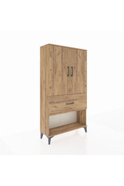 Arges Dolap 3 Raflı Tek Çekmeceli 2 Kapaklı 88x30x163 Çam-Çam