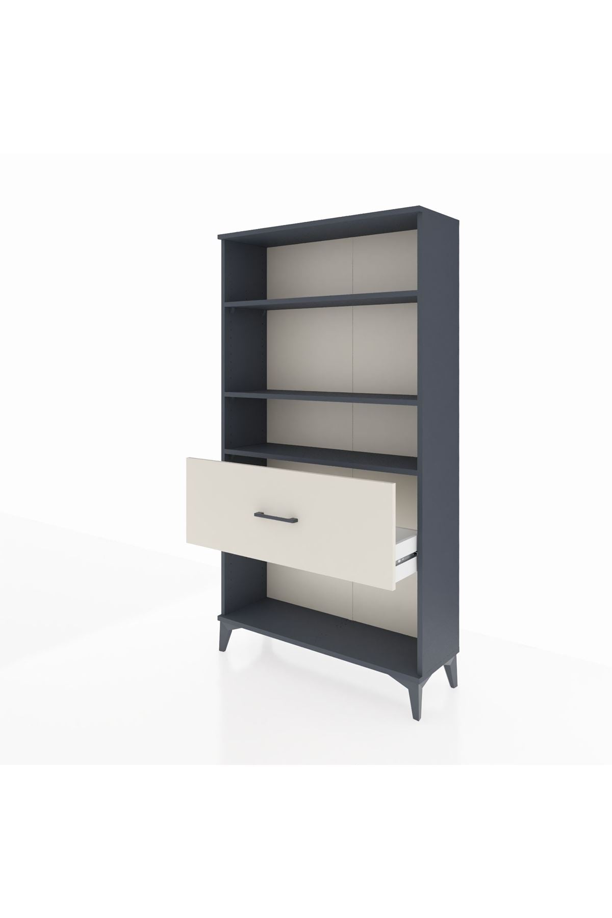 Arges Dolap 3 Raflı Tek Çekmeceli 88x30x163 Antrasit-Aytaşı