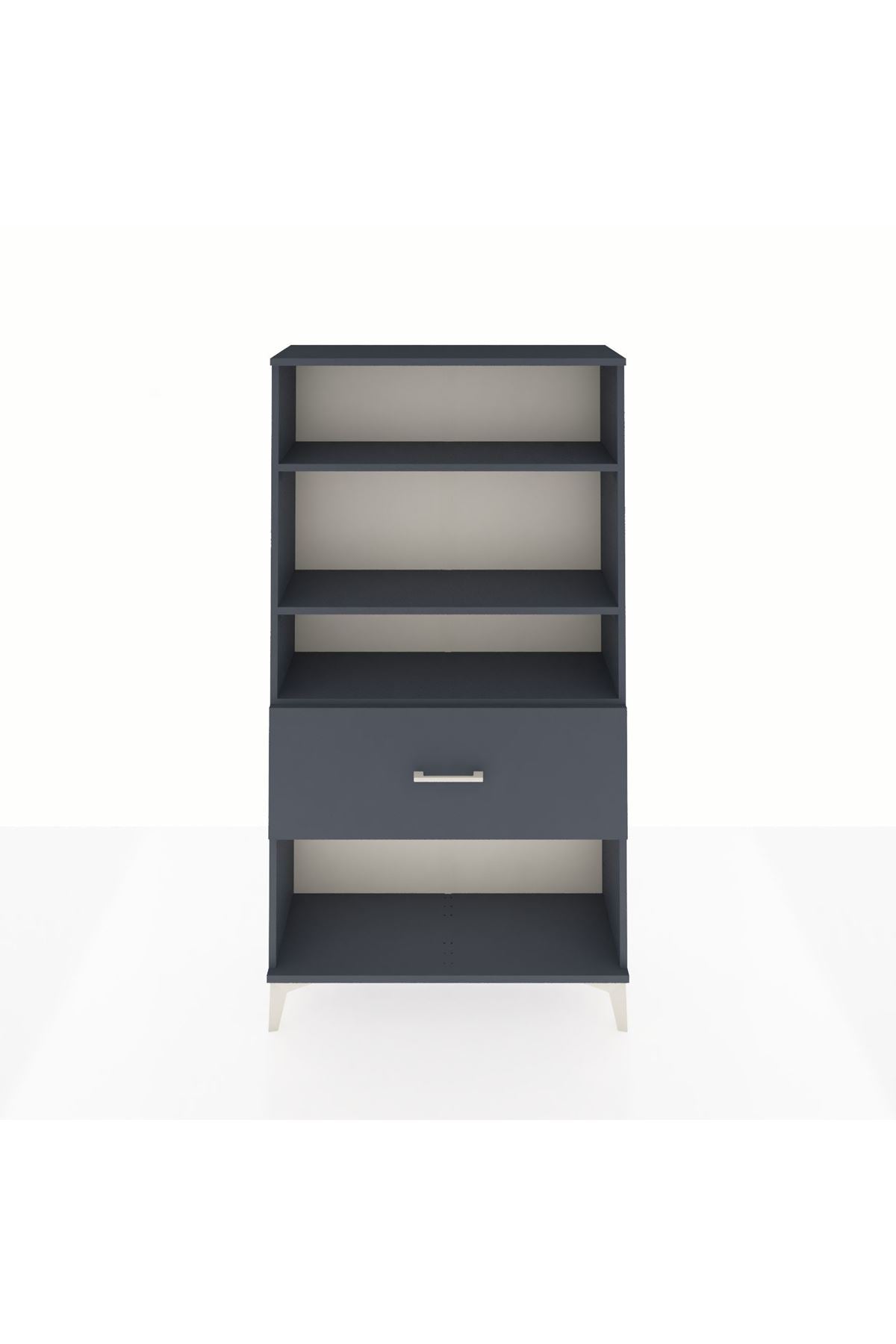 Arges Dolap 3 Raflı Tek Çekmeceli 88x30x163 Antrasit-Antrasit