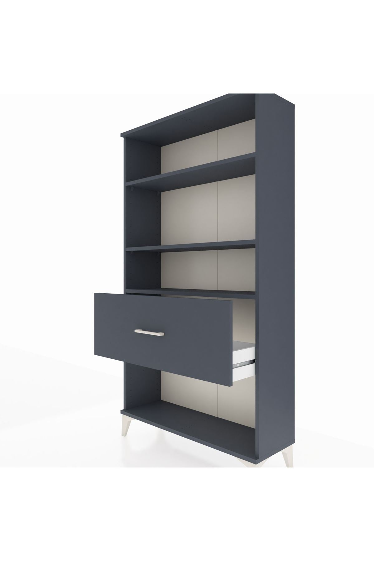 Arges Dolap 3 Raflı Tek Çekmeceli 88x30x163 Antrasit-Antrasit