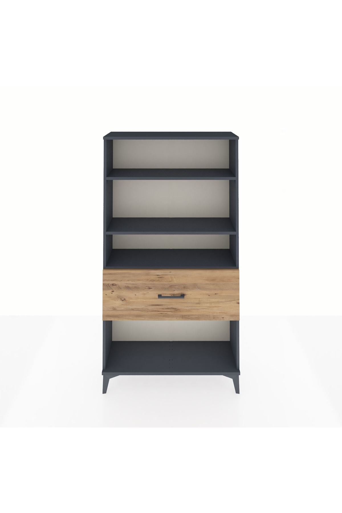 Arges Dolap 3 Raflı Tek Çekmeceli 88x30x163 Antrasit-Çam