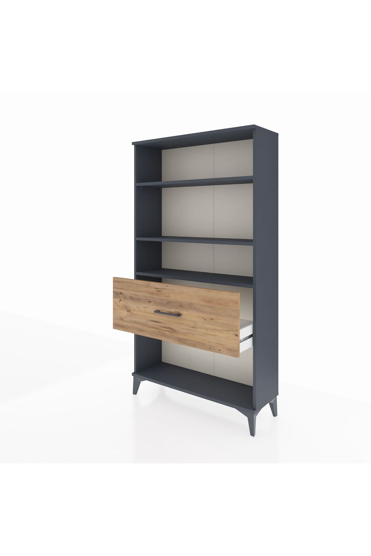 Arges Dolap 3 Raflı Tek Çekmeceli 88x30x163 Antrasit-Çam