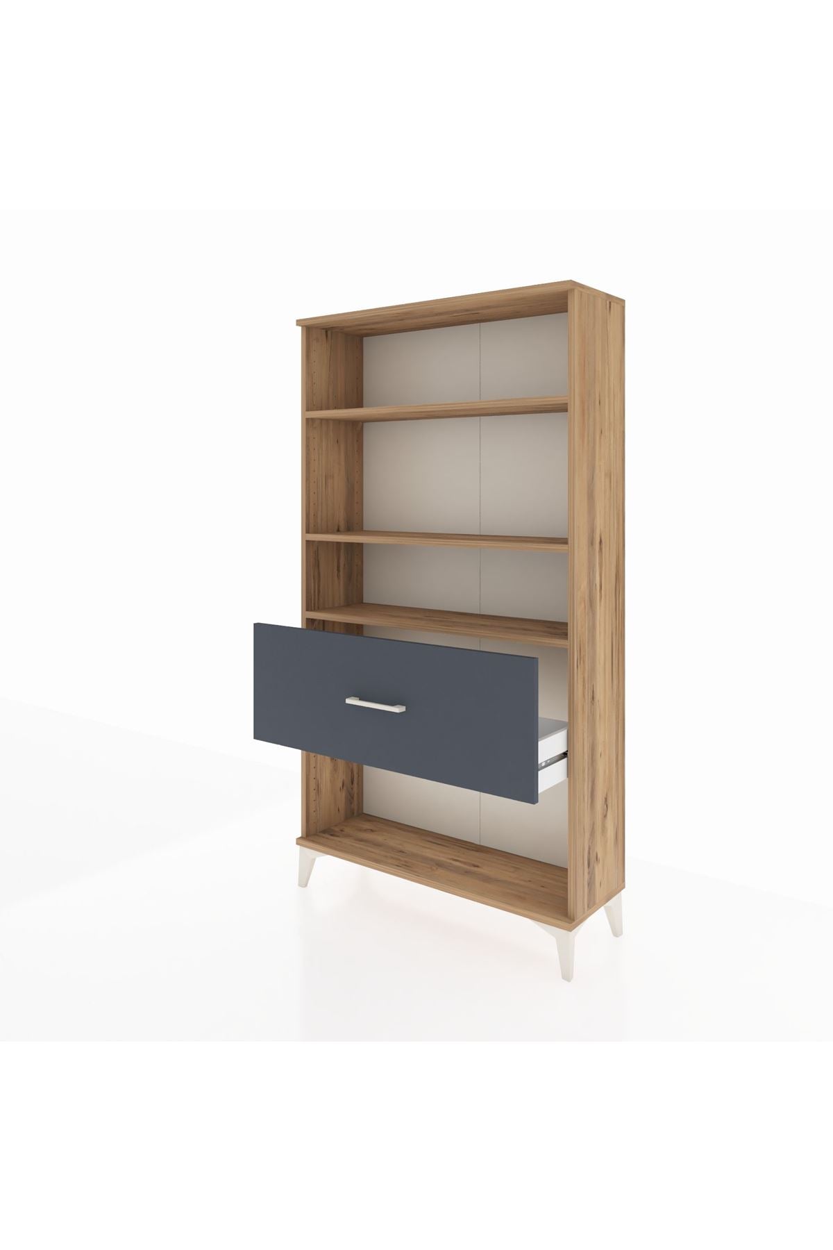 Arges Dolap 3 Raflı Tek Çekmeceli 88x30x163 Çam-Antrasit