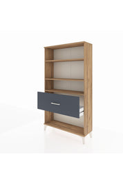 Arges Dolap 3 Raflı Tek Çekmeceli 88x30x163 Çam-Antrasit