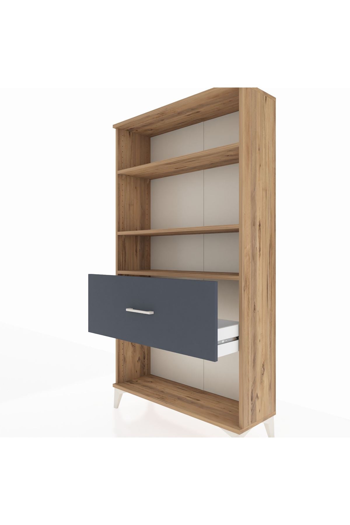 Arges Dolap 3 Raflı Tek Çekmeceli 88x30x163 Çam-Antrasit