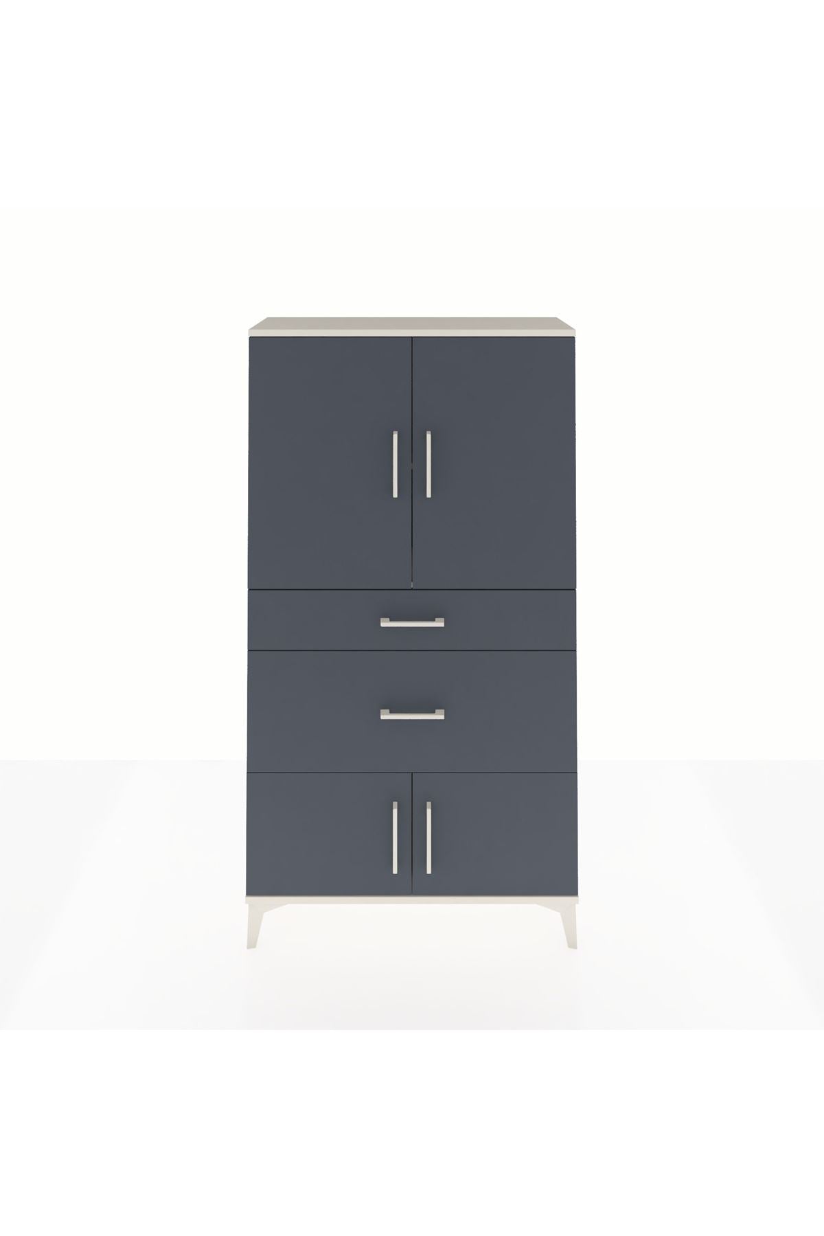 Arges Dolap 2 Raflı 2 Çekmeceli 4 Kapaklı 88x30x163 Aytaşı-Antrasit