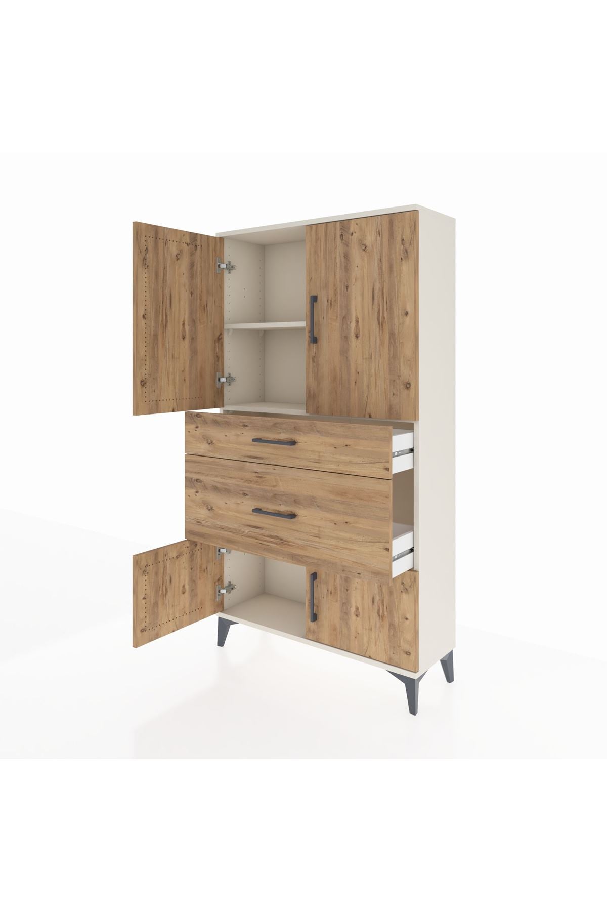 Arges Dolap 2 Raflı 2 Çekmeceli 4 Kapaklı 88x30x163 Aytaşı-Çam