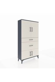 Arges Dolap 2 Raflı 2 Çekmeceli 4 Kapaklı 88x30x163 Antrasit-Aytaşı