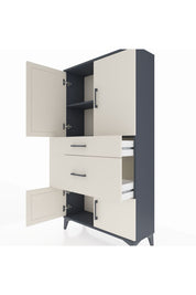 Arges Dolap 2 Raflı 2 Çekmeceli 4 Kapaklı 88x30x163 Antrasit-Aytaşı