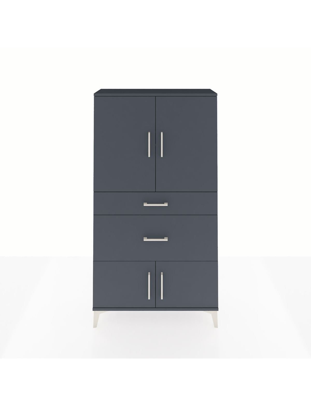 Arges Dolap 2 Raflı 2 Çekmeceli 4 Kapaklı 88x30x163 Antrasit-Antrasit