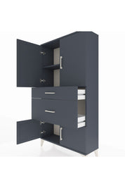 Arges Dolap 2 Raflı 2 Çekmeceli 4 Kapaklı 88x30x163 Antrasit-Antrasit