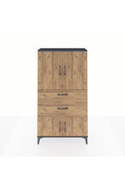 Arges Dolap 2 Raflı 2 Çekmeceli 4 Kapaklı 88x30x163 Antrasit-Çam