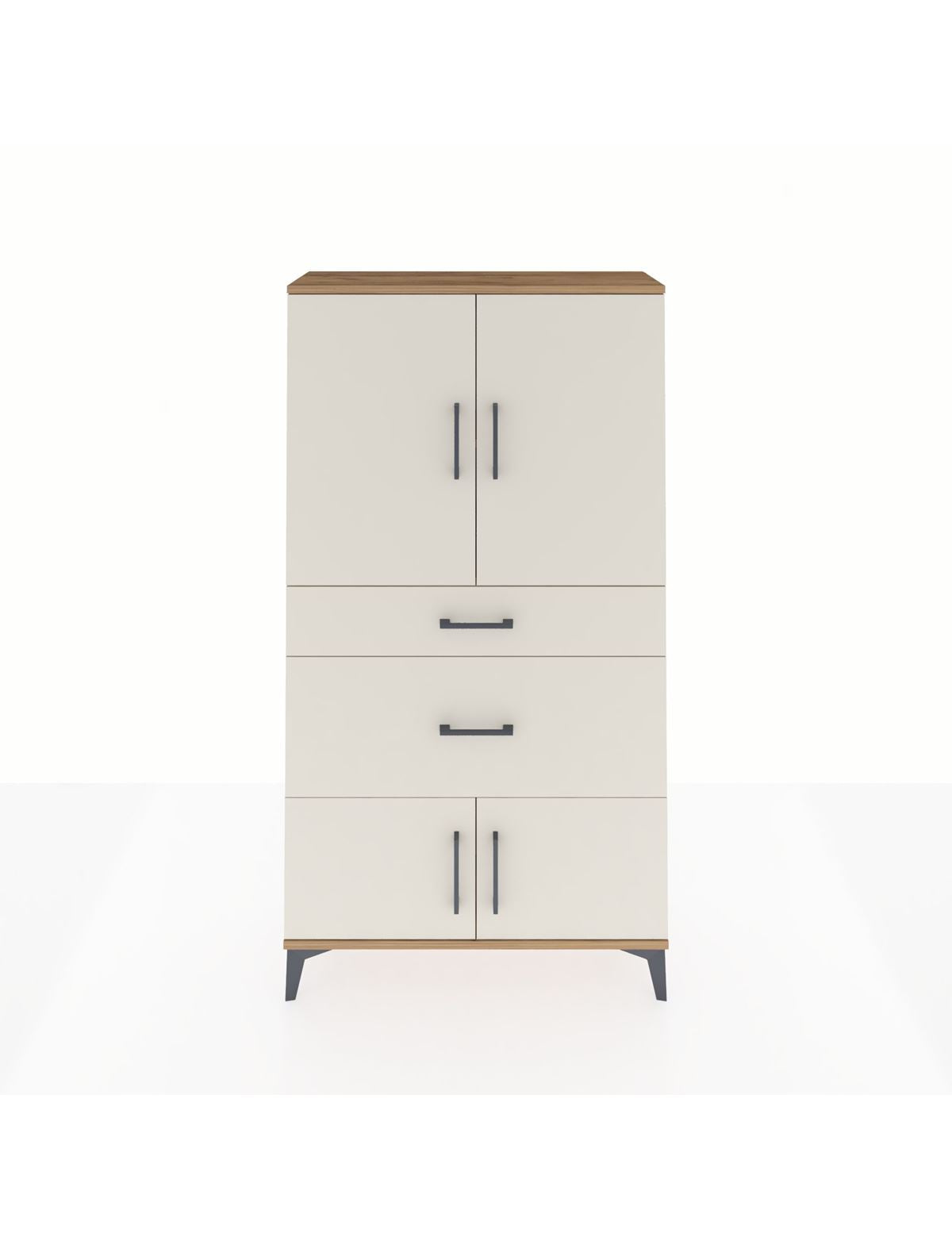 Arges Dolap 2 Raflı 2 Çekmeceli 4 Kapaklı 88x30x163 Çam-Aytaşı