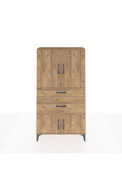 Arges Dolap 2 Raflı 2 Çekmeceli 4 Kapaklı 88x30x163 Çam-Çam