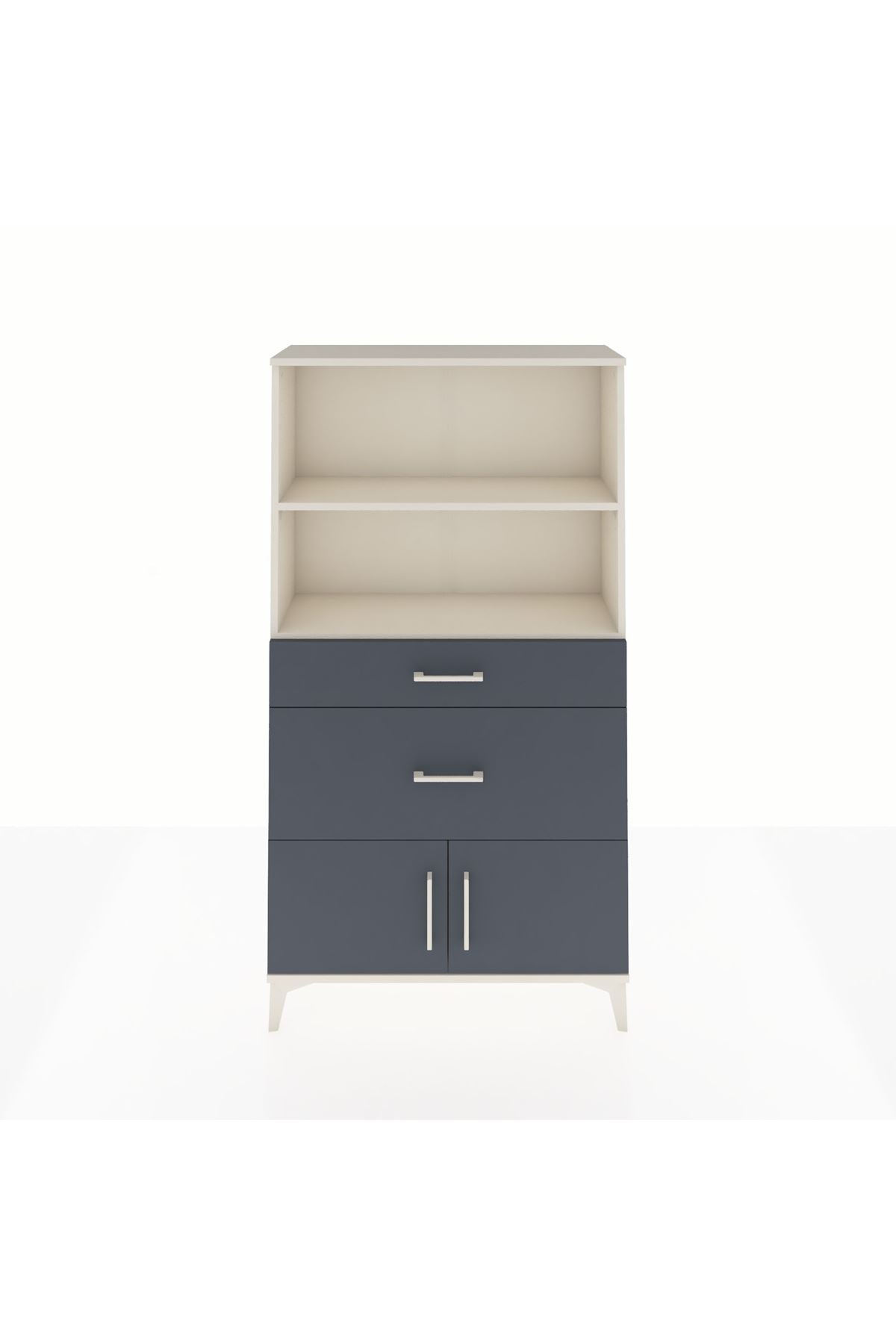 Arges Dolap 2 Raflı 2 Çekmeceli 2 Kapaklı 88x30x163 Aytaşı-Antrasit