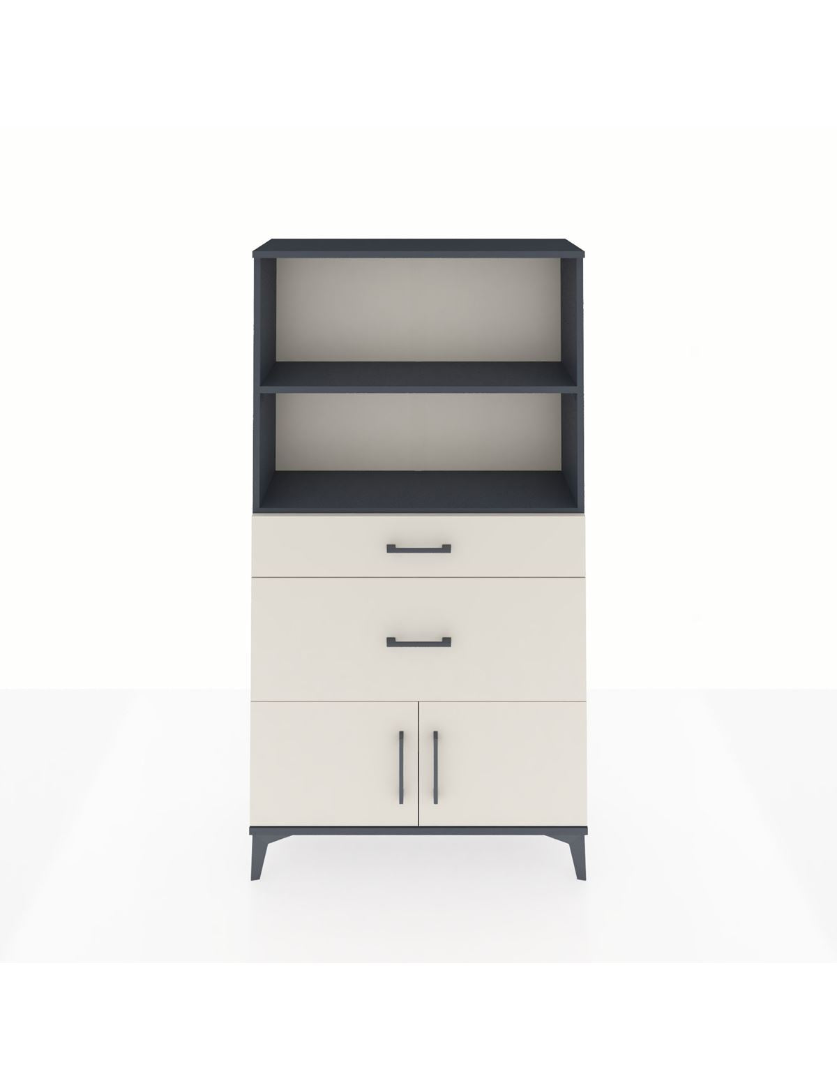 Arges Dolap 2 Raflı 2 Çekmeceli 2 Kapaklı 88x30x163 Antrasit-Aytaşı