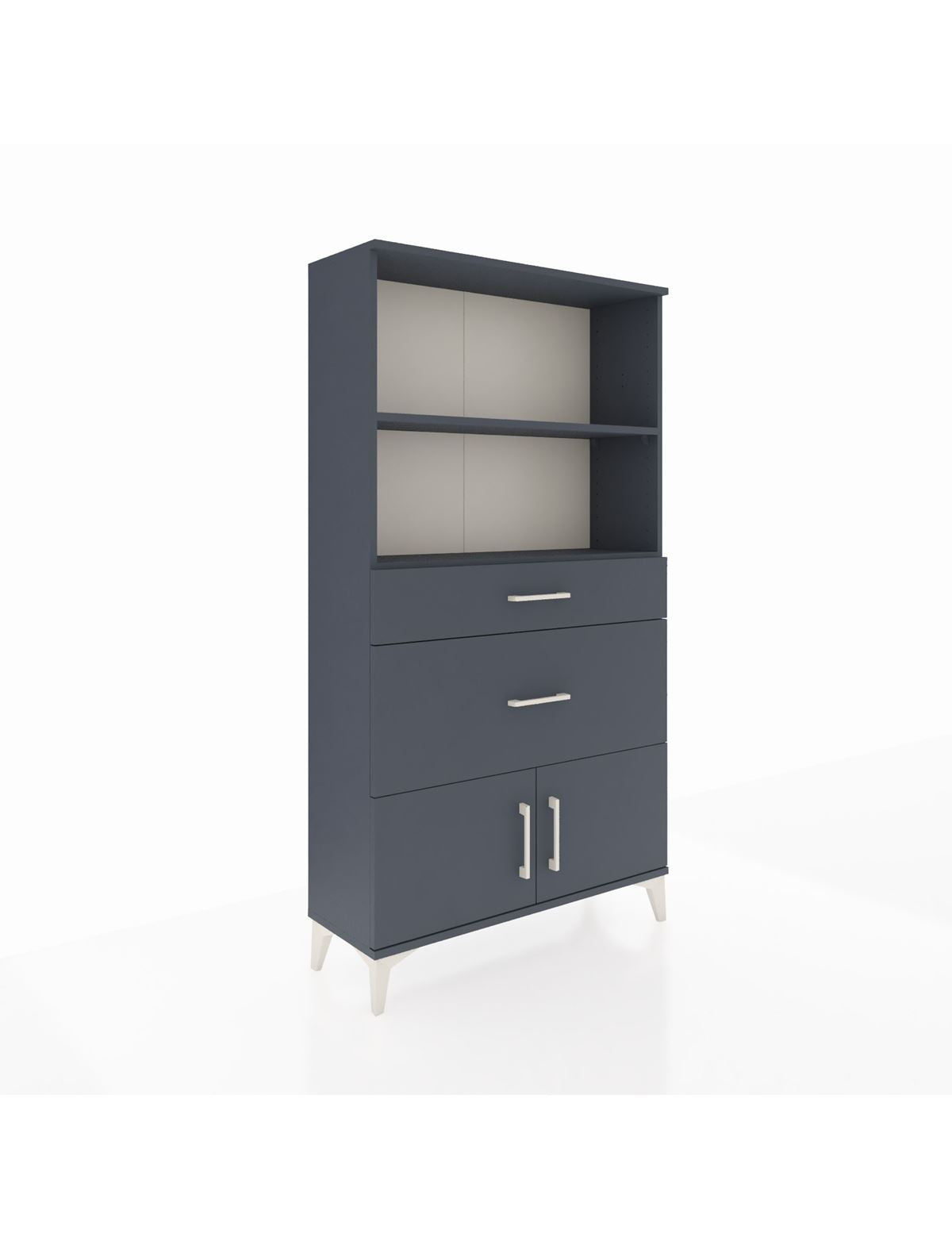 Arges Dolap 2 Raflı 2 Çekmeceli 2 Kapaklı 88x30x163 Antrasit-Antrasit