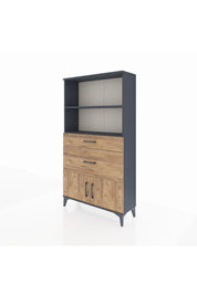 Arges Dolap 2 Raflı 2 Çekmeceli 2 Kapaklı 88x30x163 Antrasit-Çam