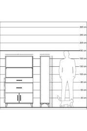 Arges Dolap 2 Raflı 2 Çekmeceli 2 Kapaklı 88x30x163 Çam-Antrasit