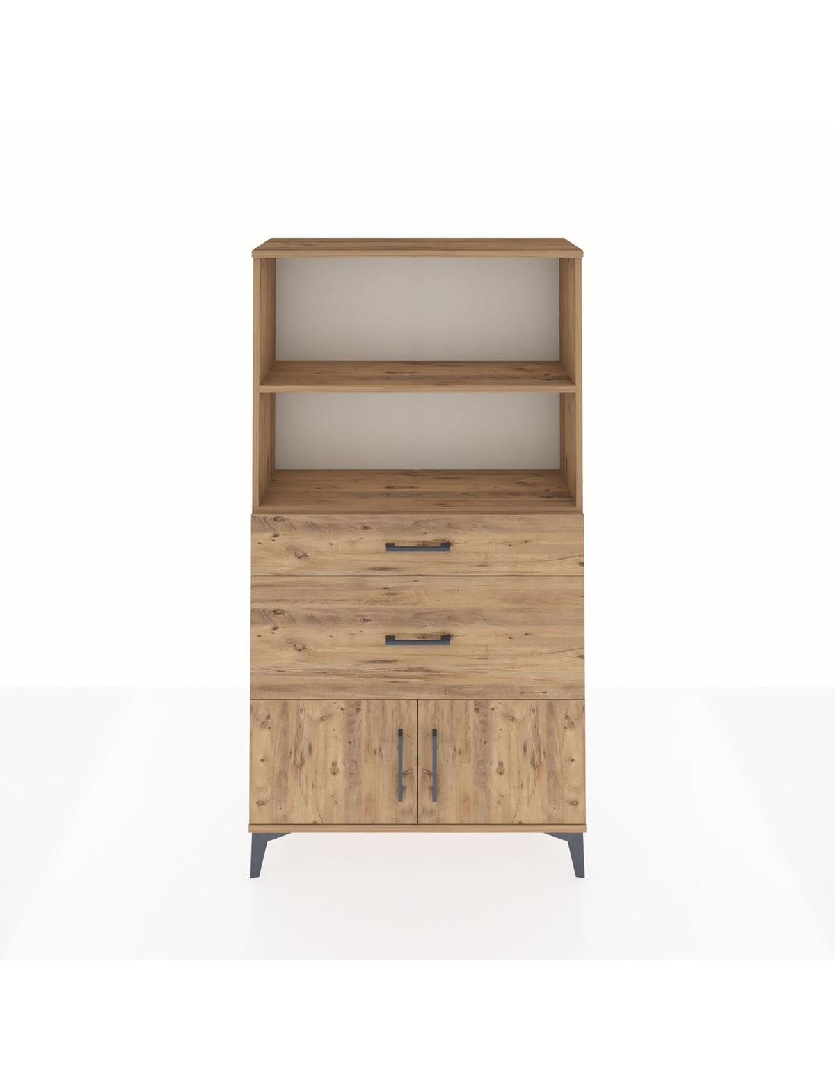 Arges Dolap 2 Raflı 2 Çekmeceli 2 Kapaklı 88x30x163 Çam-Çam