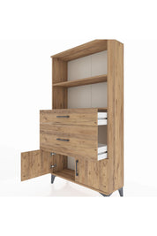 Arges Dolap 2 Raflı 2 Çekmeceli 2 Kapaklı 88x30x163 Çam-Çam