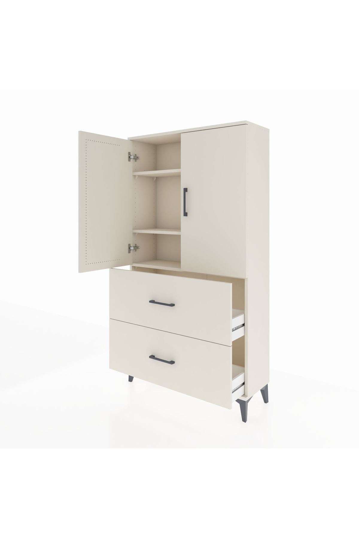 Arges Dolap 3 Raflı 2 Çekmeceli 2 Kapaklı 88x30x163 Aytaşı-Aytaşı