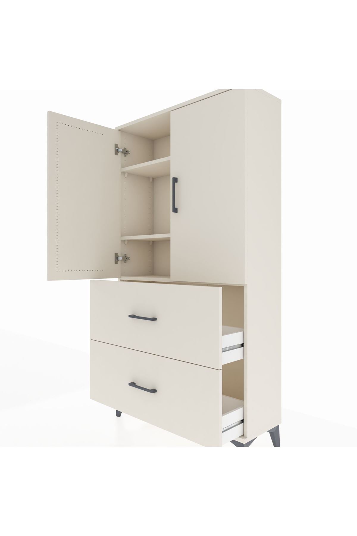 Arges Dolap 3 Raflı 2 Çekmeceli 2 Kapaklı 88x30x163 Aytaşı-Aytaşı