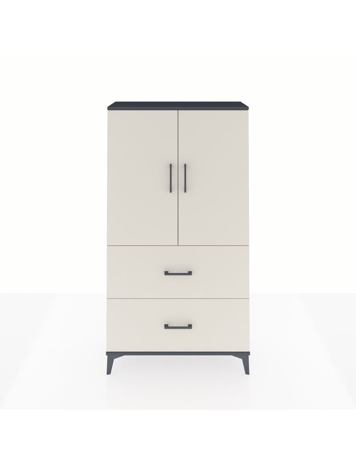 Arges Dolap 3 Raflı 2 Çekmeceli 2 Kapaklı 88x30x163 Antrasit-Aytaşı