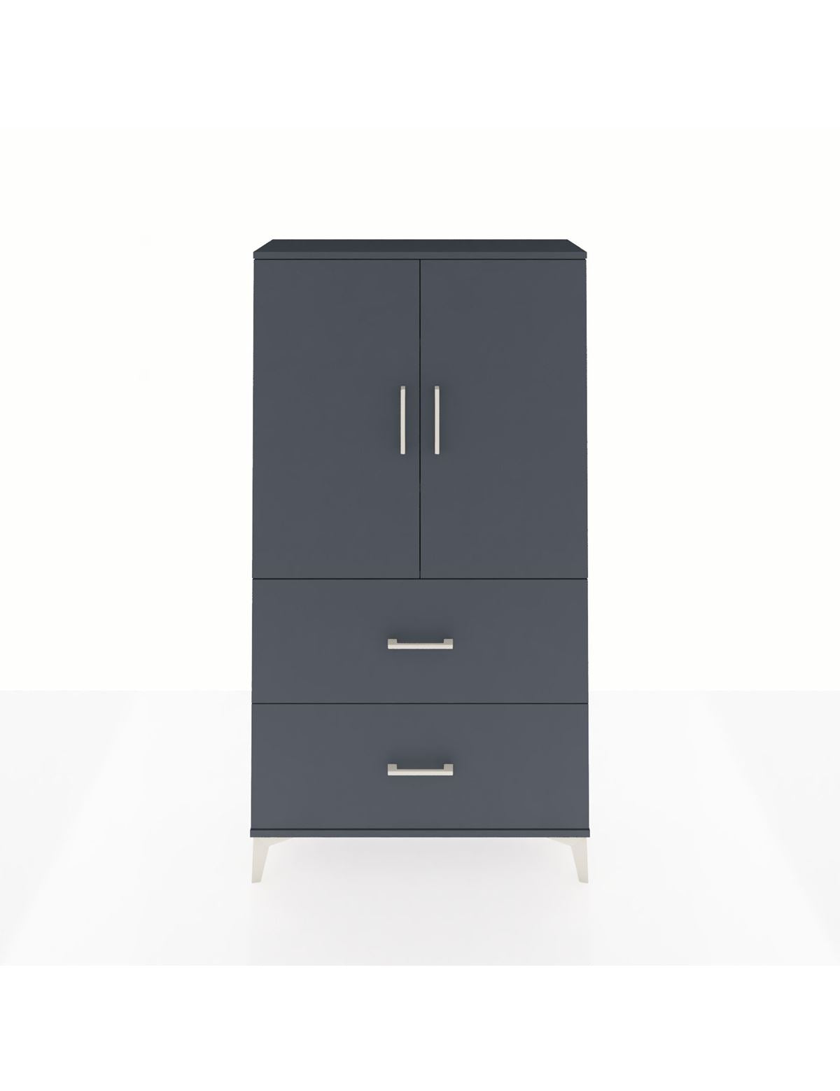 Arges Dolap 3 Raflı 2 Çekmeceli 2 Kapaklı 88x30x163 Antrasit-Antrasit