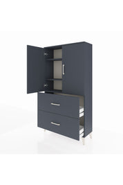 Arges Dolap 3 Raflı 2 Çekmeceli 2 Kapaklı 88x30x163 Antrasit-Antrasit