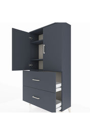 Arges Dolap 3 Raflı 2 Çekmeceli 2 Kapaklı 88x30x163 Antrasit-Antrasit