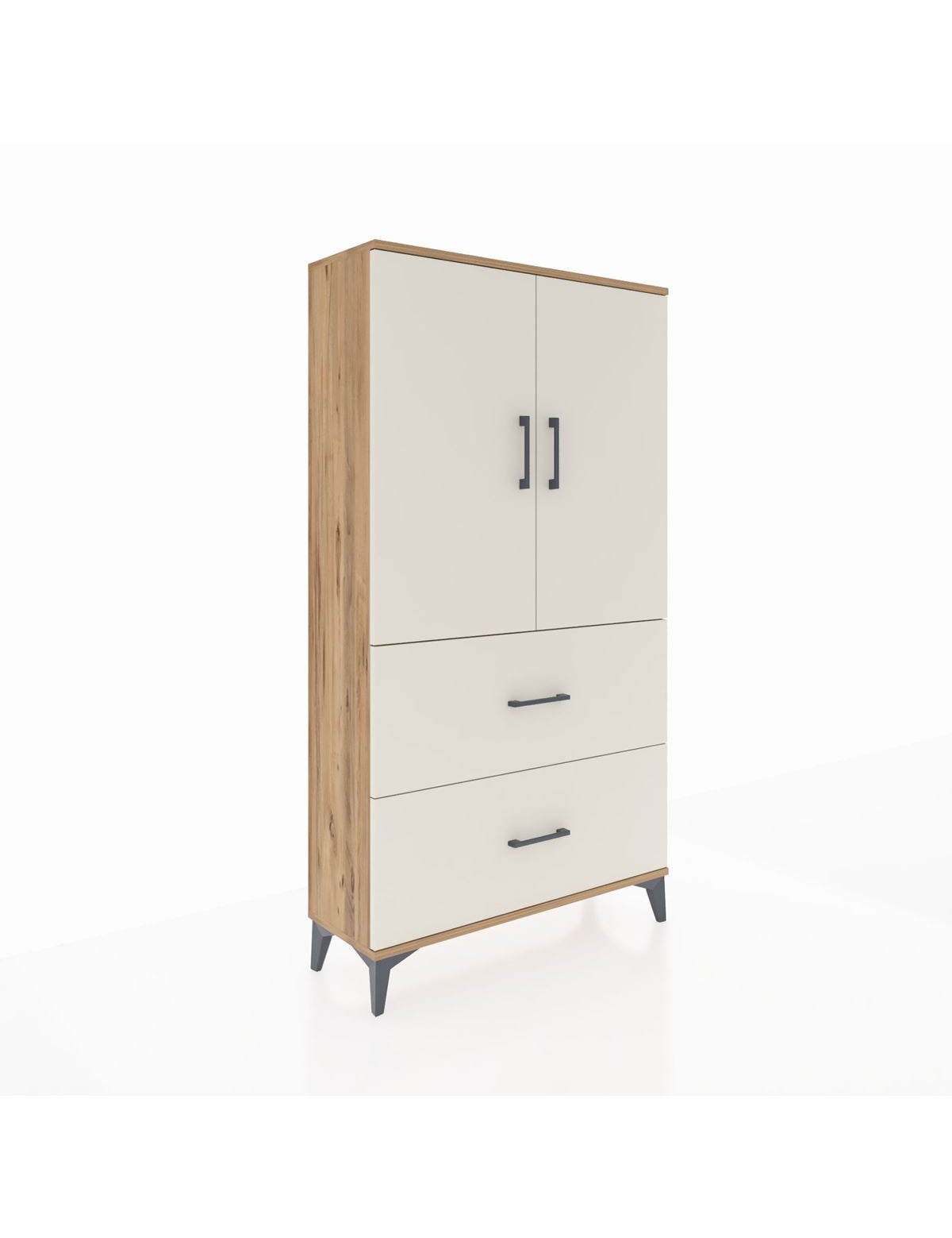 Arges Dolap 3 Raflı 2 Çekmeceli 2 Kapaklı 88x30x163 Çam-Aytaşı