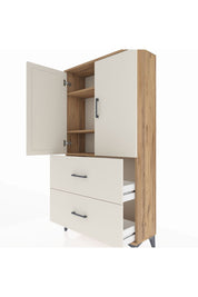 Arges Dolap 3 Raflı 2 Çekmeceli 2 Kapaklı 88x30x163 Çam-Aytaşı