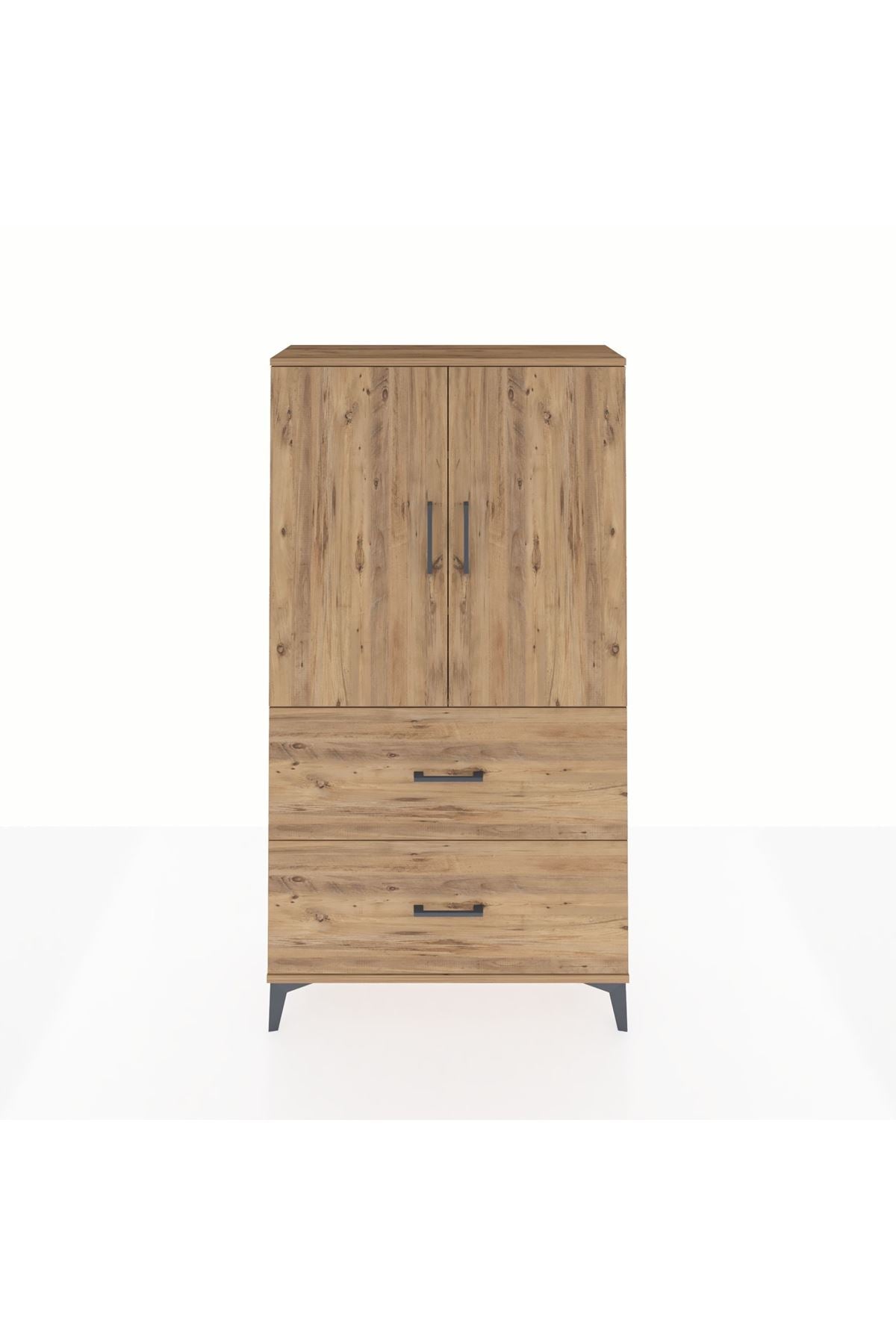 Arges Dolap 3 Raflı 2 Çekmeceli 2 Kapaklı 88x30x163 Çam-Çam