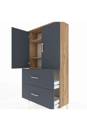 Arges Dolap 3 Raflı 2 Çekmeceli 2 Kapaklı 88x30x163 Çam-Antrasit