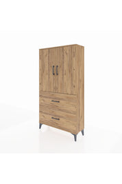 Arges Dolap 3 Raflı 2 Çekmeceli 2 Kapaklı 88x30x163 Çam-Çam