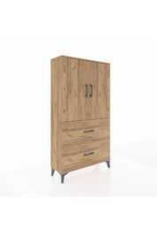 Arges Dolap 3 Raflı 2 Çekmeceli 2 Kapaklı 88x30x163 Çam-Çam