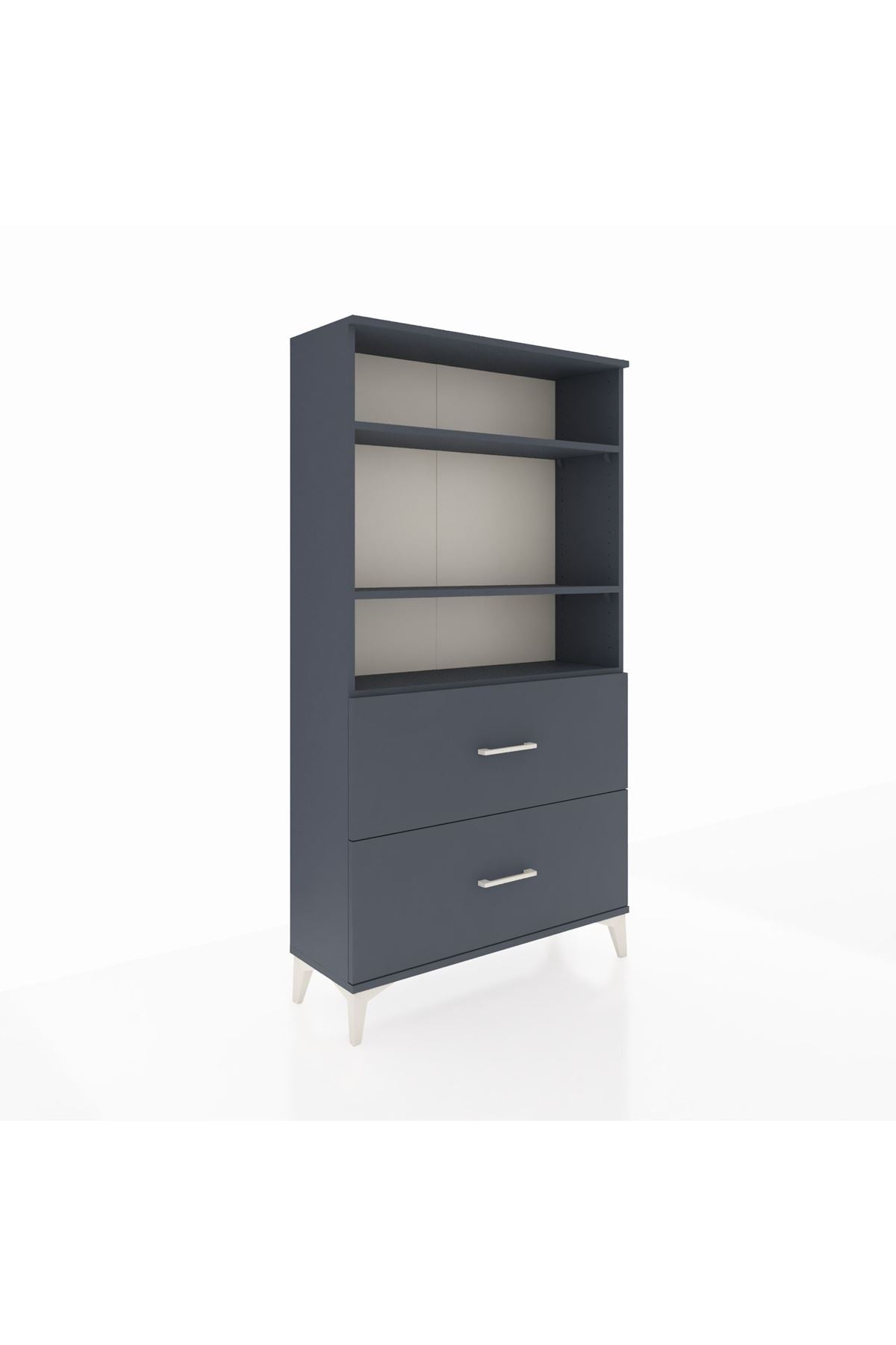 Arges Dolap 3 Raflı 2 Çekmeceli 88x30x163 Antrasit-Antrasit