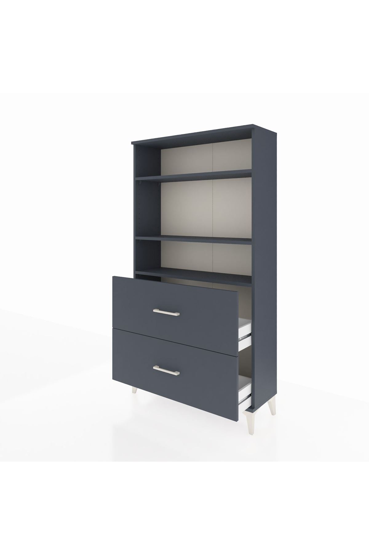 Arges Dolap 3 Raflı 2 Çekmeceli 88x30x163 Antrasit-Antrasit