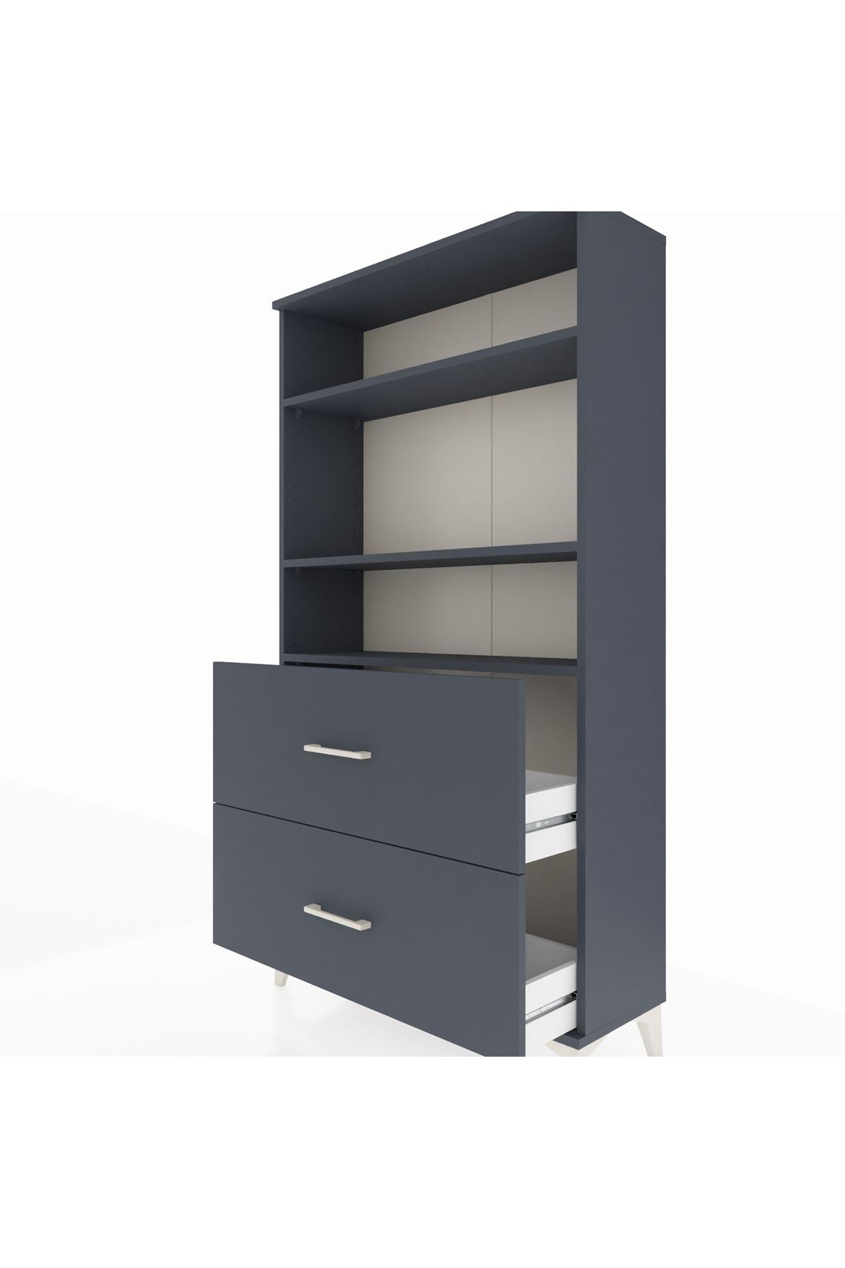 Arges Dolap 3 Raflı 2 Çekmeceli 88x30x163 Antrasit-Antrasit