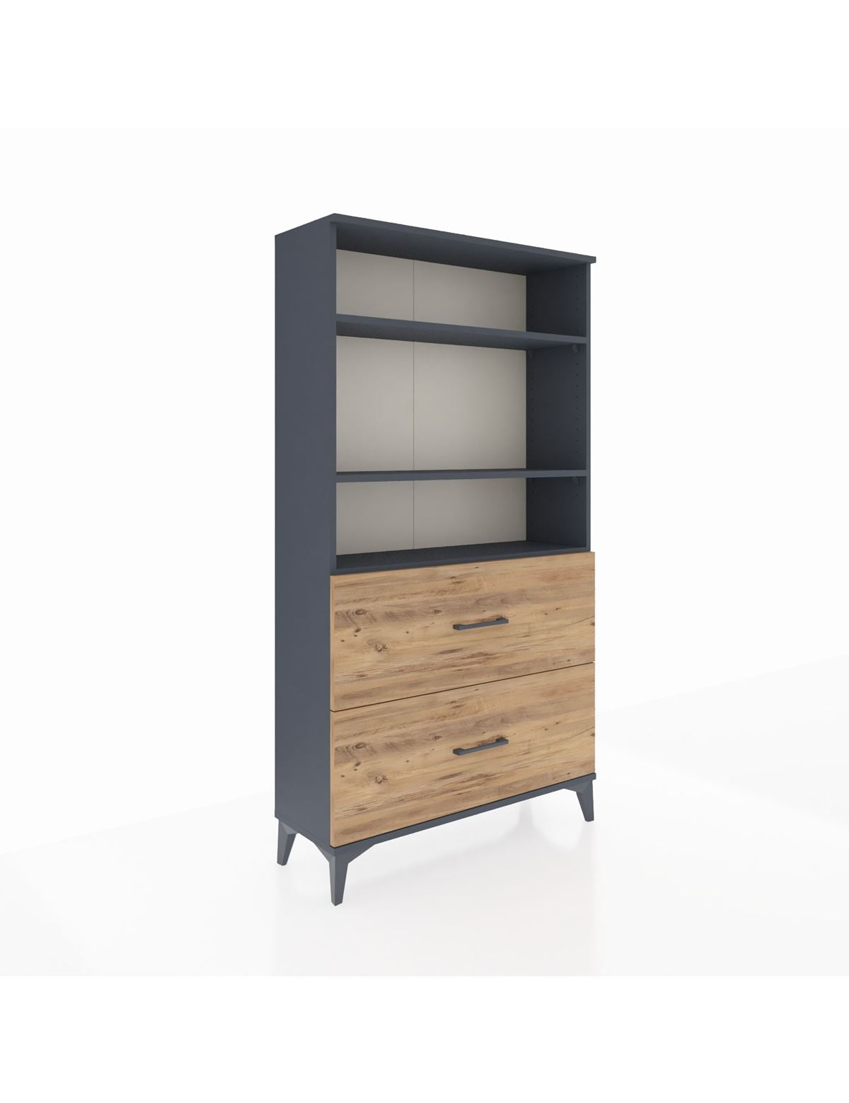 Arges Dolap 3 Raflı 2 Çekmeceli 88x30x163 Antrasit-Çam