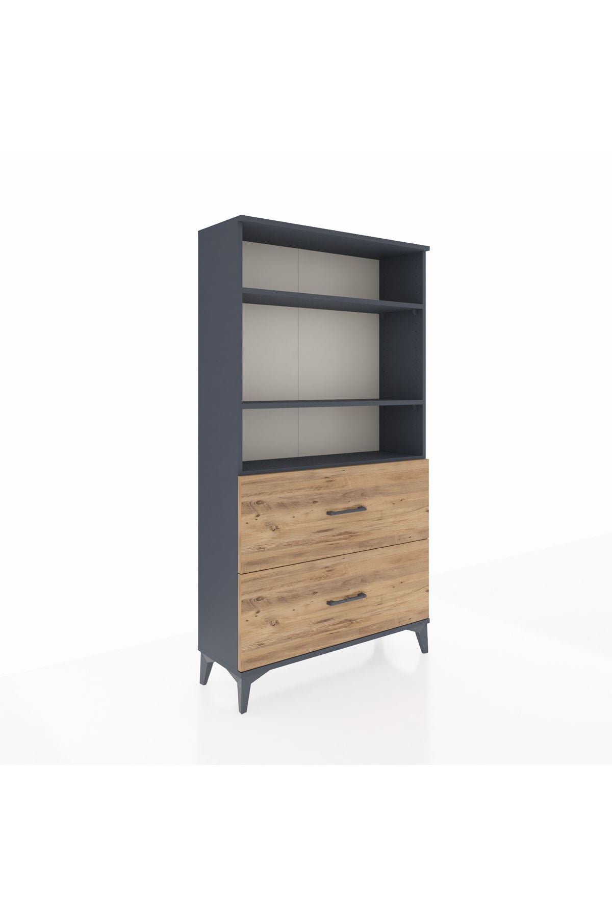 Arges Dolap 3 Raflı 2 Çekmeceli 88x30x163 Antrasit-Çam