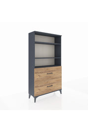 Arges Dolap 3 Raflı 2 Çekmeceli 88x30x163 Antrasit-Çam